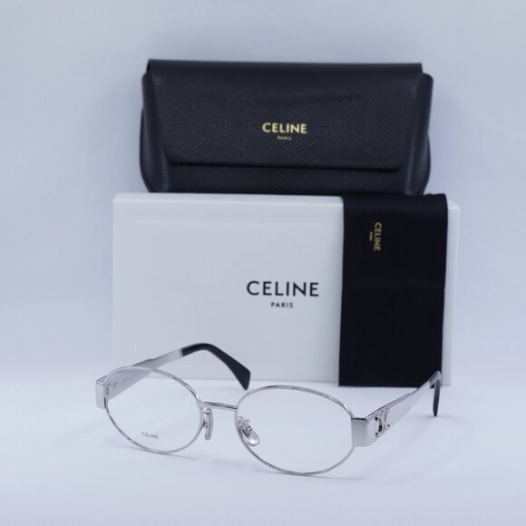 🕶️ New Celine CL50140U 016 Eyeglasses - Shiny Palladium Frame - Picture 10 of 10